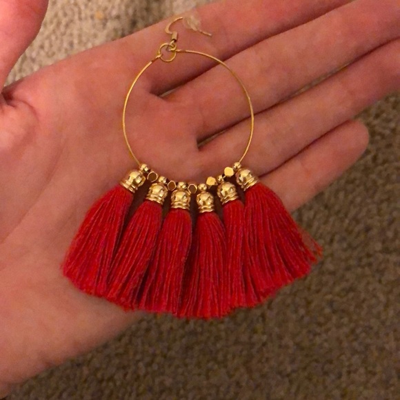 red tassel earrings - Picture 2 of 2